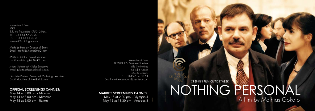 Nothing Personal May 14 at 8.00 Pm - Miramar May 15 at 2.00 Pm - Olympia 4