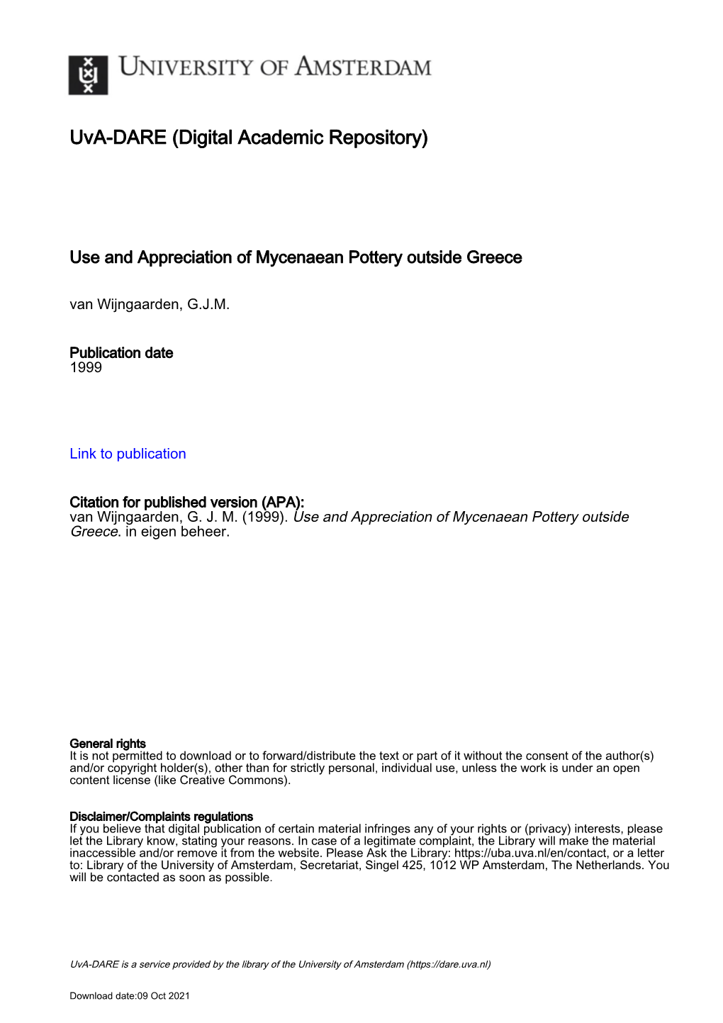 The Distribution of Mycenaean Pottery in the Mediterranean