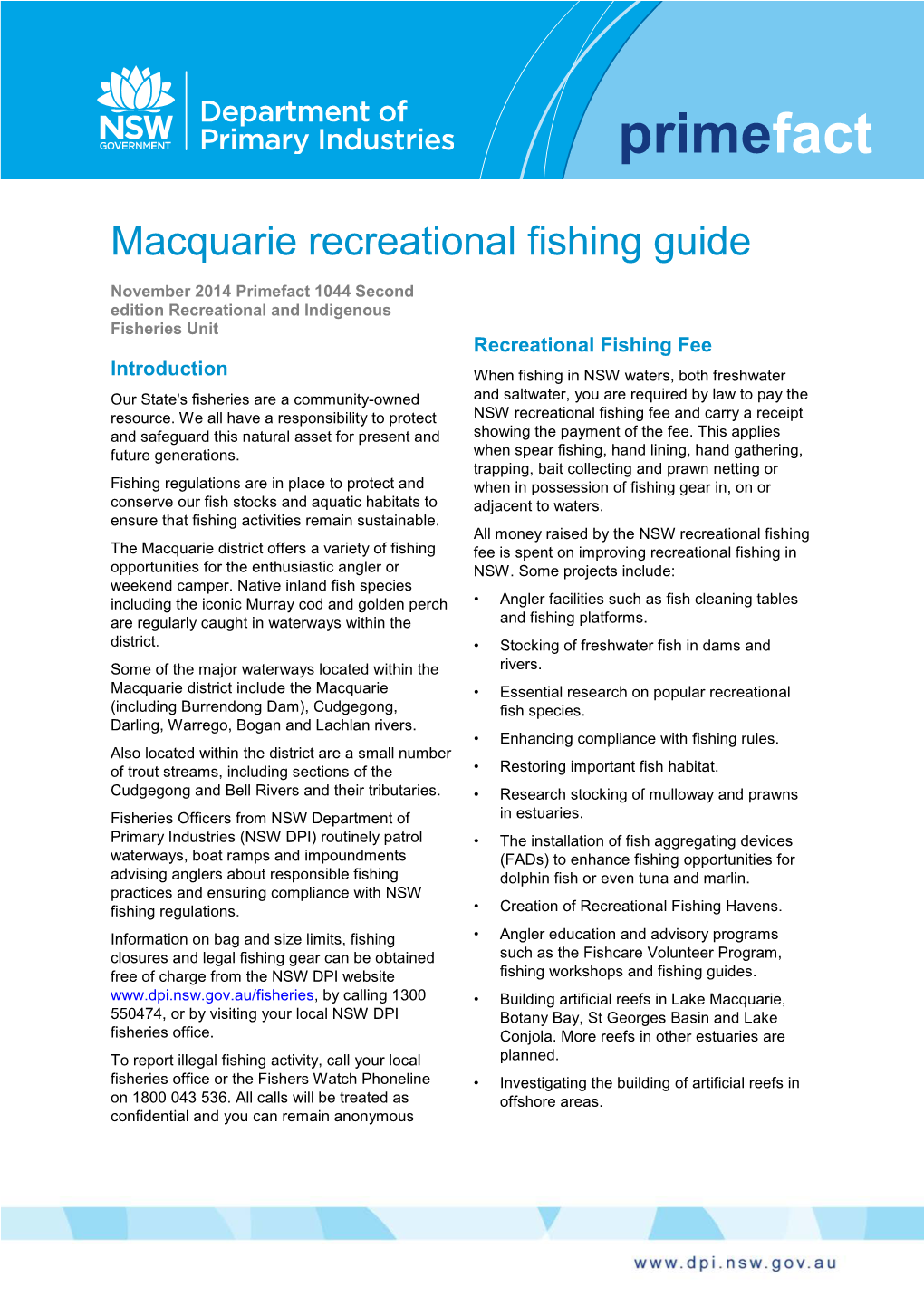 Macquarie Recreational Fishing Guide