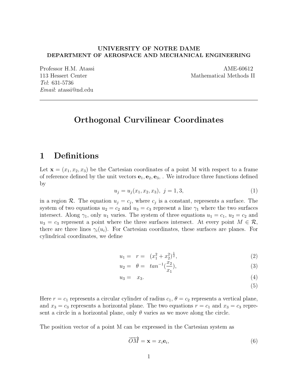 Orthogonal Curvilinear Coordinates