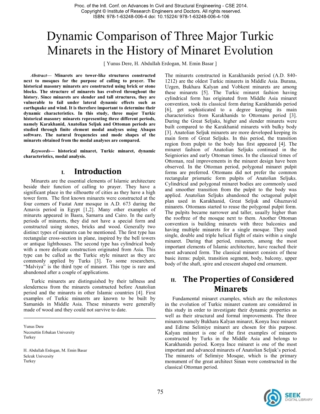 Minarets in the History of Minaret Evolution [ Yunus Dere, H