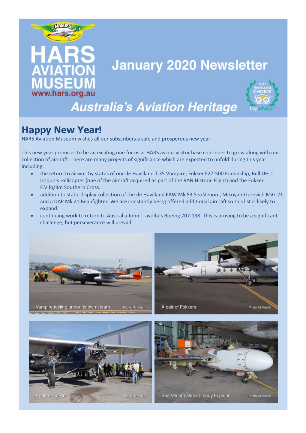 Happy New Year! HARS Aviation Museum Wishes All Our Subscribers a Safe and Prosperous New Year