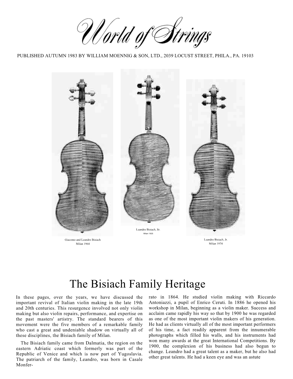 The Bisiach Family Heritage