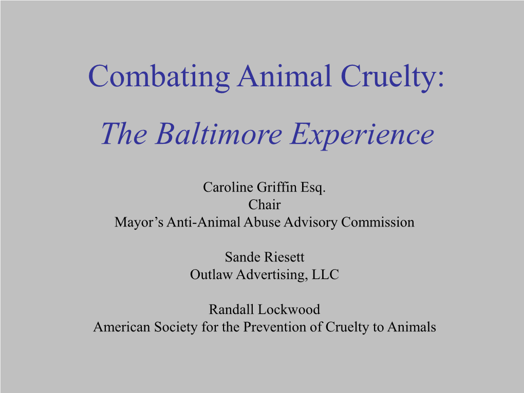 Animal Cruelty and Human Violence • Anicare Training at Lane Treatment Center