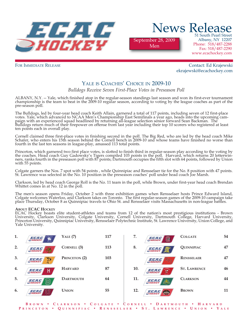 2009 Men's Preseaon Coaches Poll Layout 1.Qxd