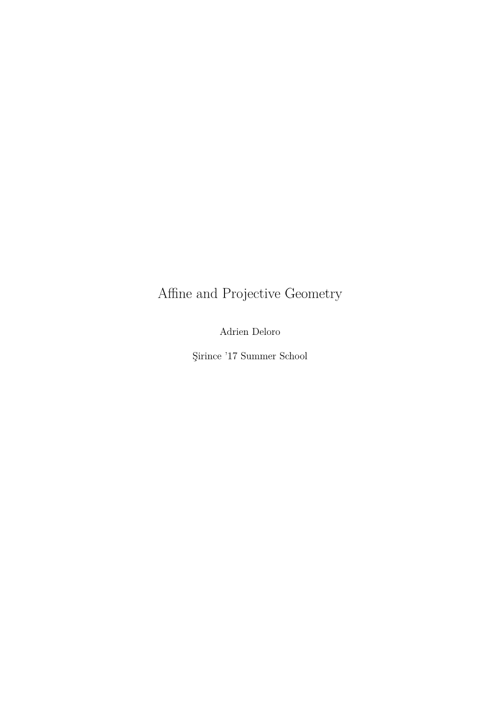 Affine and Projective Geometry