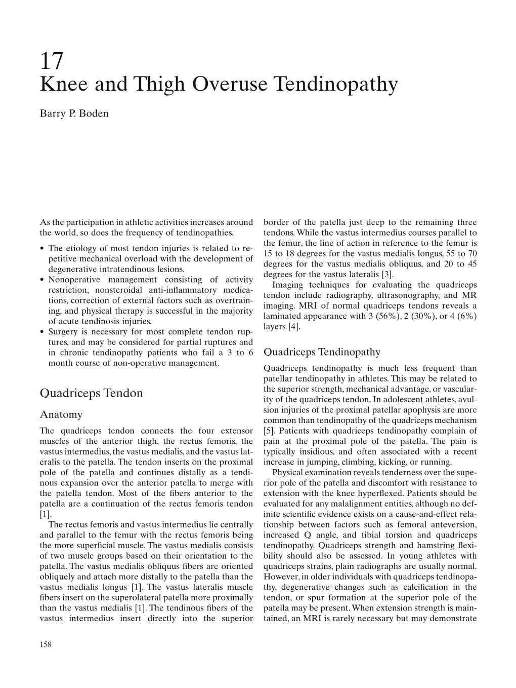 Knee and Thigh Overuse Tendinopathy