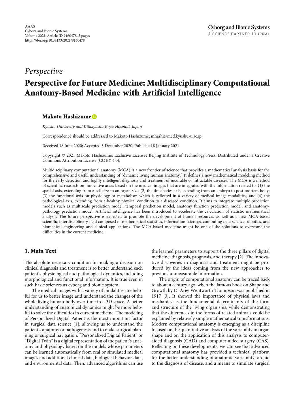 Multidisciplinary Computational Anatomy-Based Medicine with Artificial Intelligence