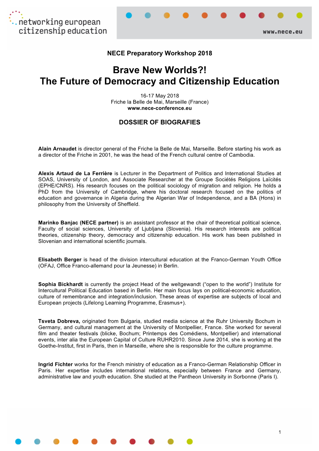 Brave New Worlds?! the Future of Democracy and Citizenship Education