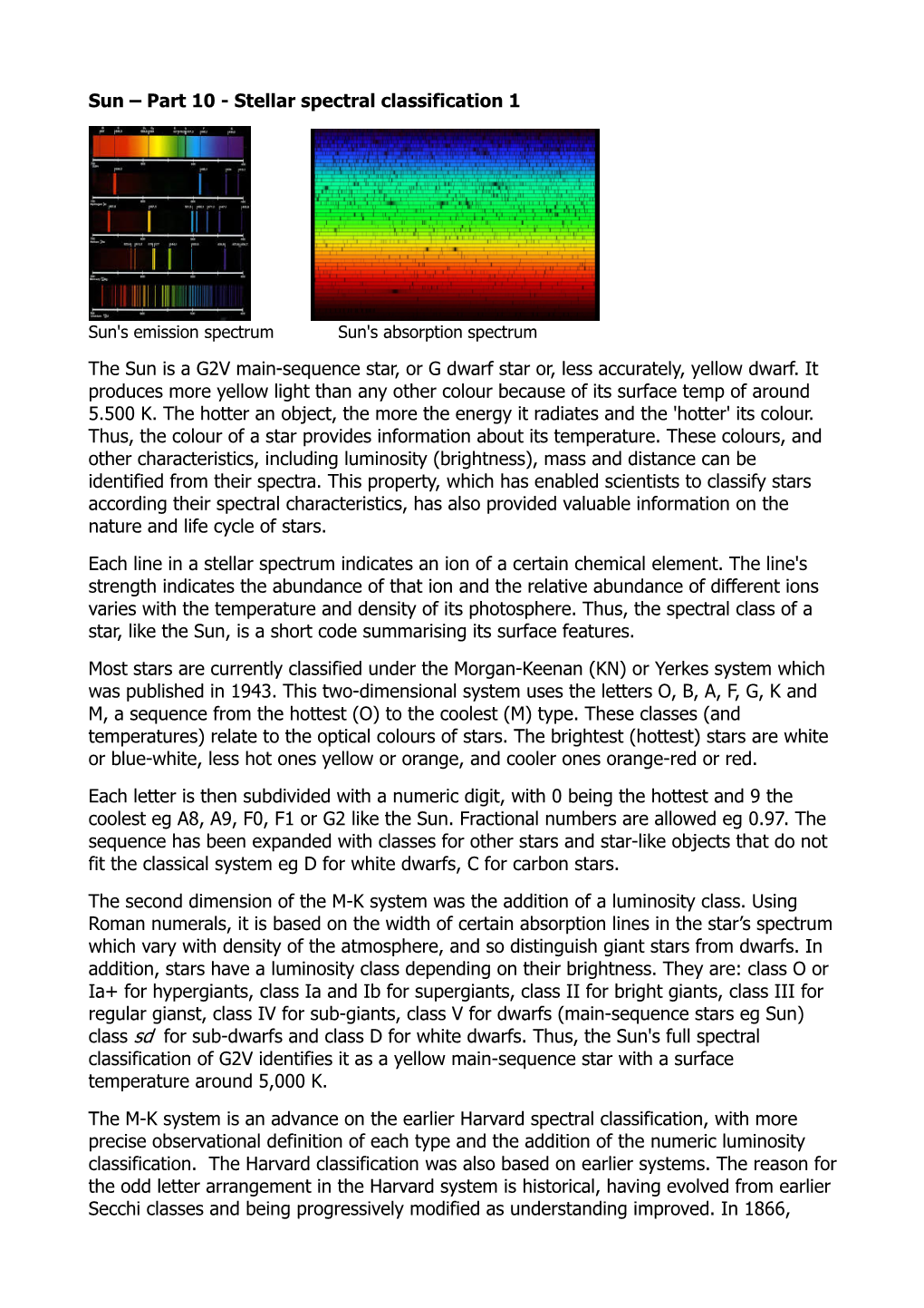 Stellar Spectral Classification 1