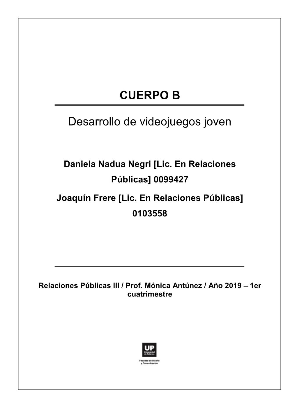 CUERPO B Desarrollo De Videojuegos Joven