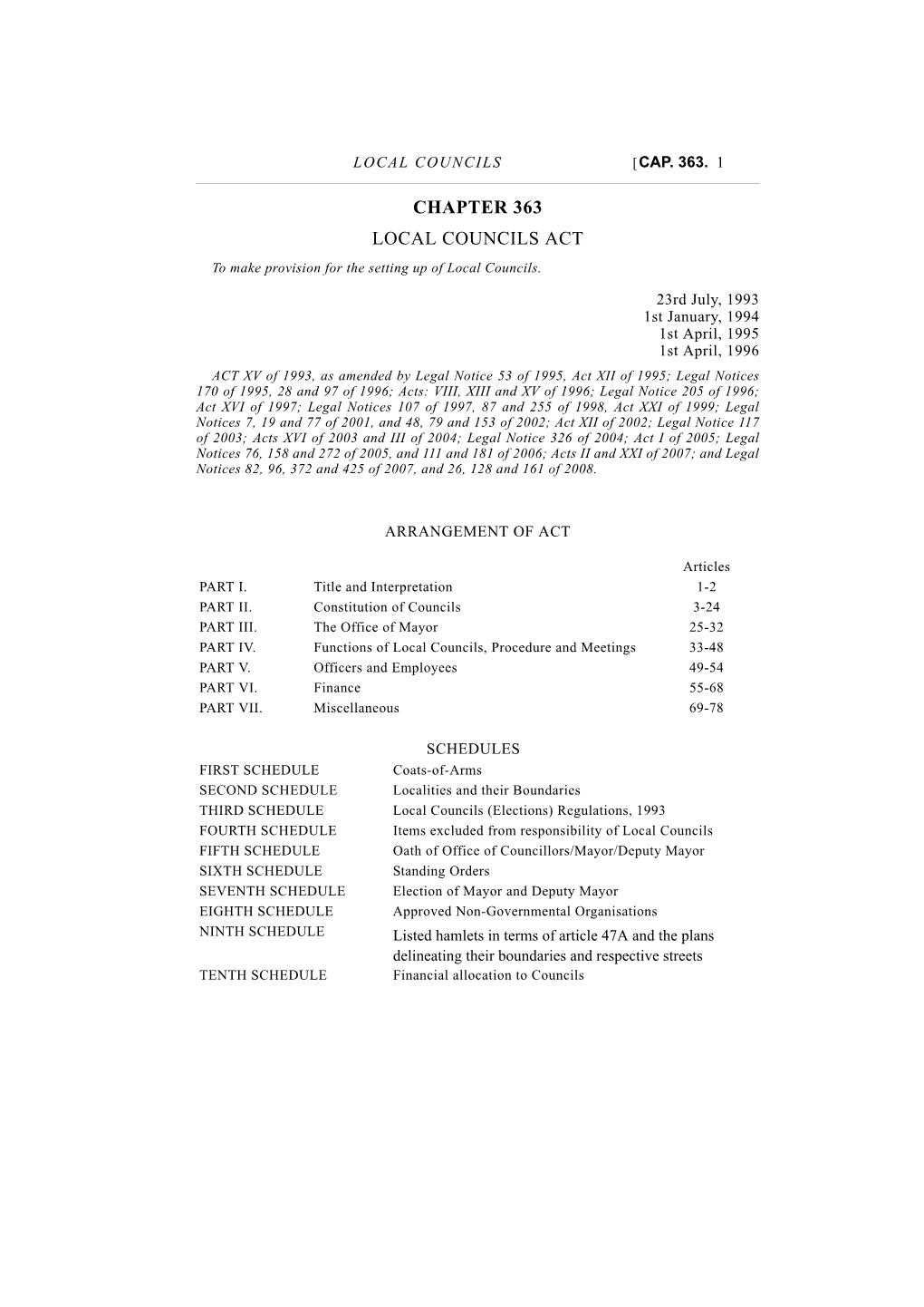 CHAPTER 363 LOCAL COUNCILS ACT to Make Provision for the Setting up of Local Councils