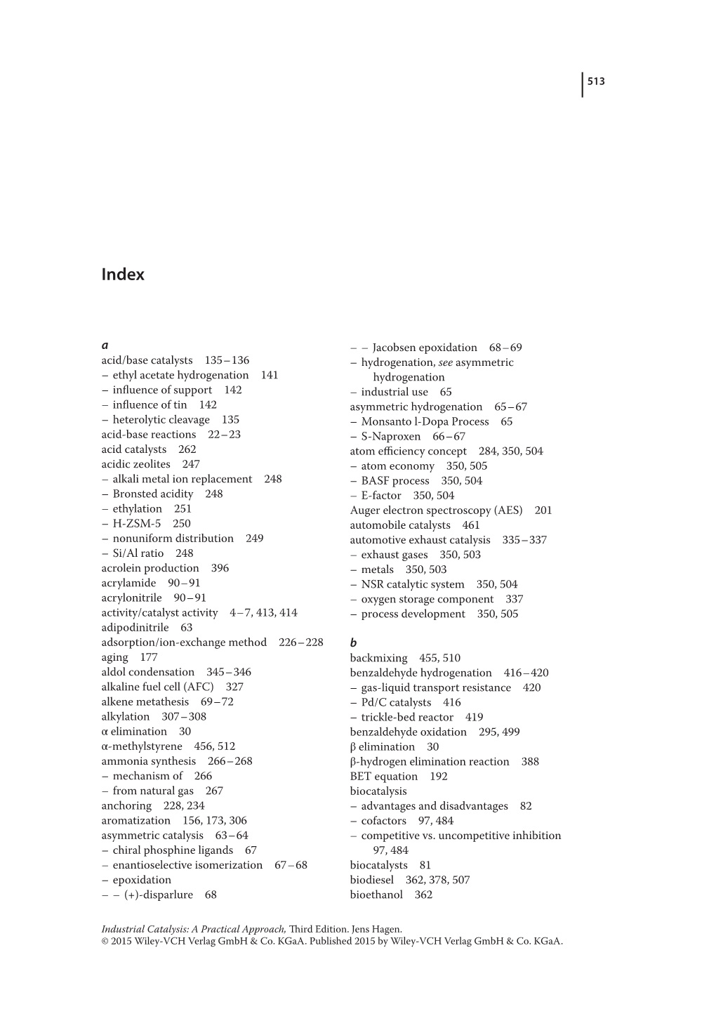 513 Acid/Base Catalysts 135–136 – Ethyl Acetate