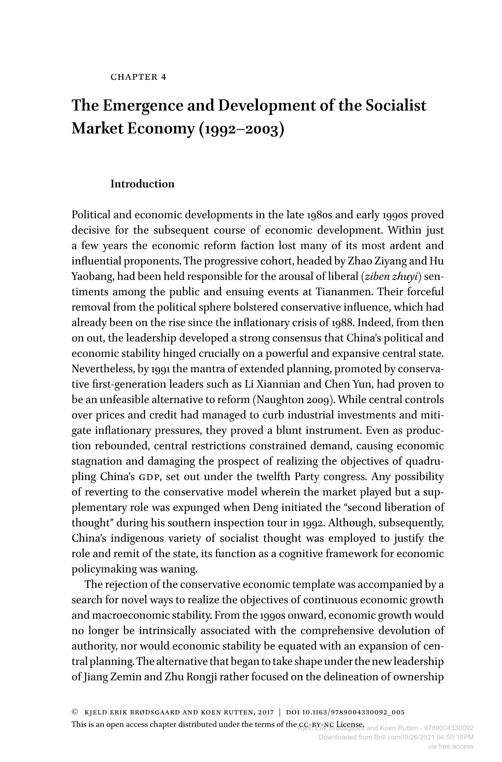 The Emergence and Development of the Socialist Market Economy (1992–2003)