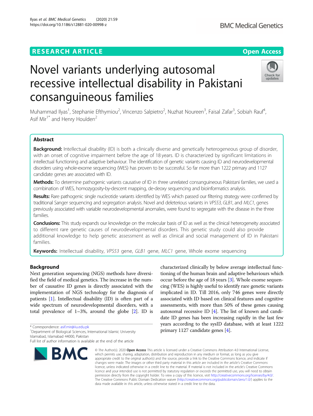 Novel Variants Underlying Autosomal Recessive