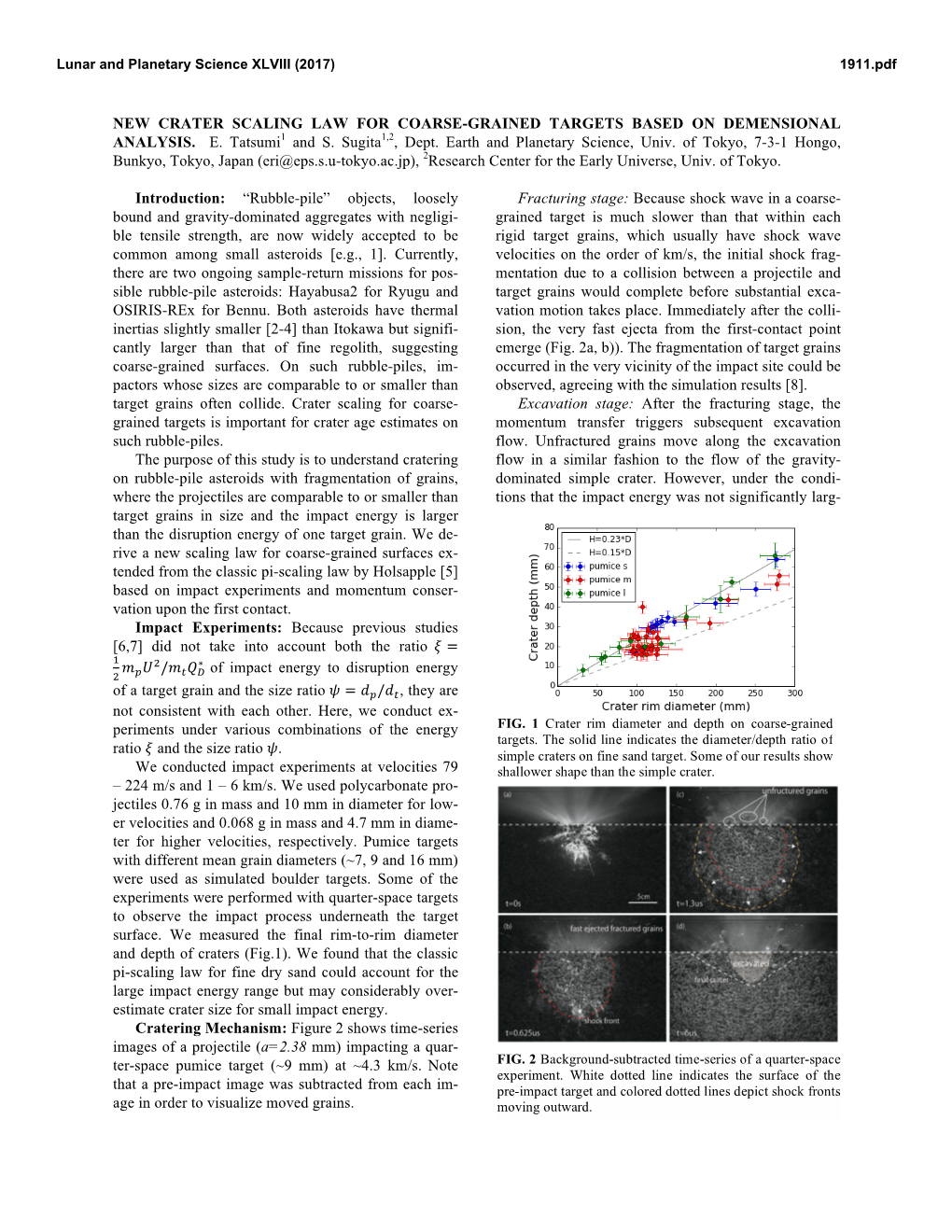 New Crater Scaling Law for Coarse-Grained Targets Based on Demensional Analysis