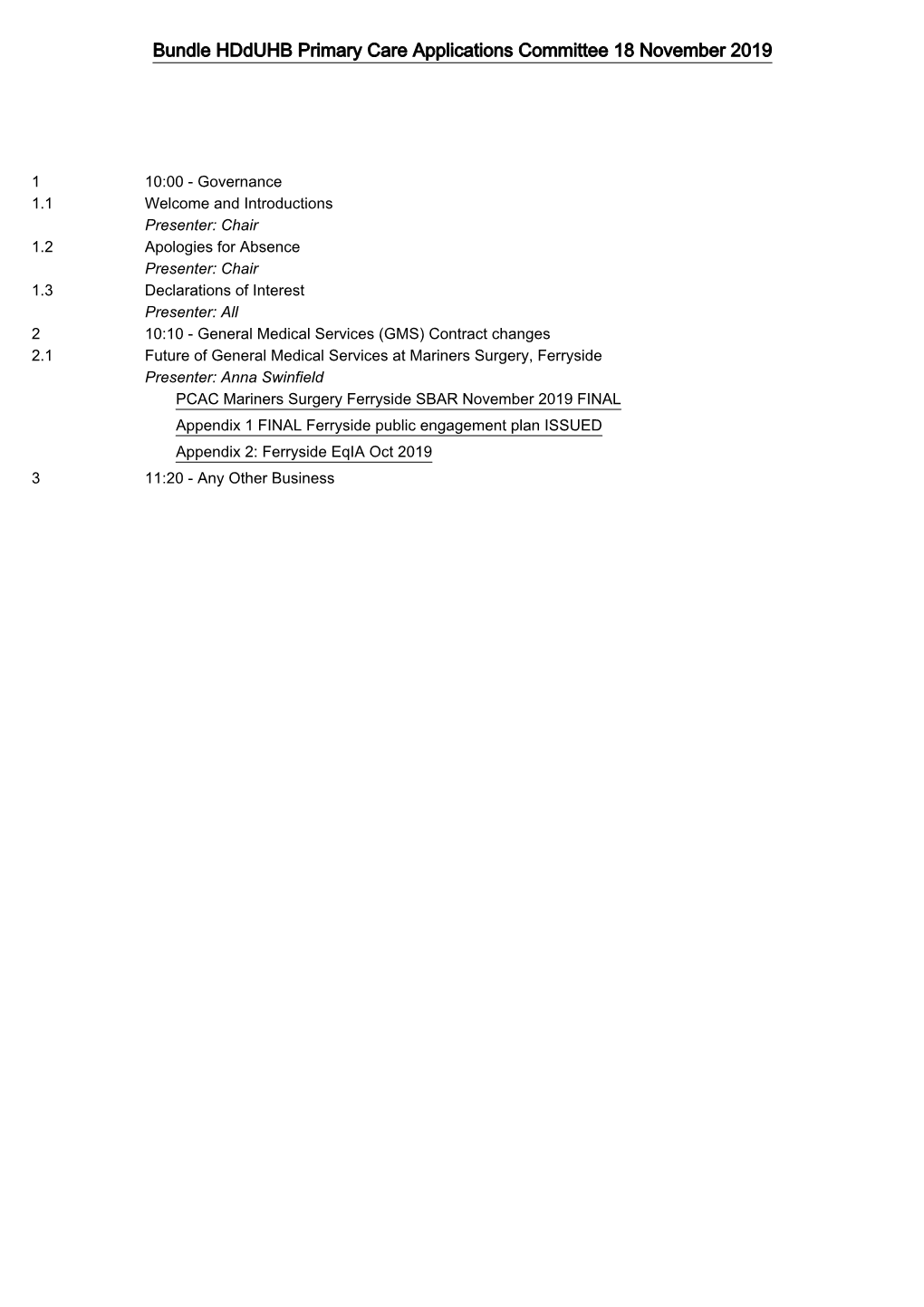 Bundle Hdduhb Primary Care Applications Committee 18 November 2019