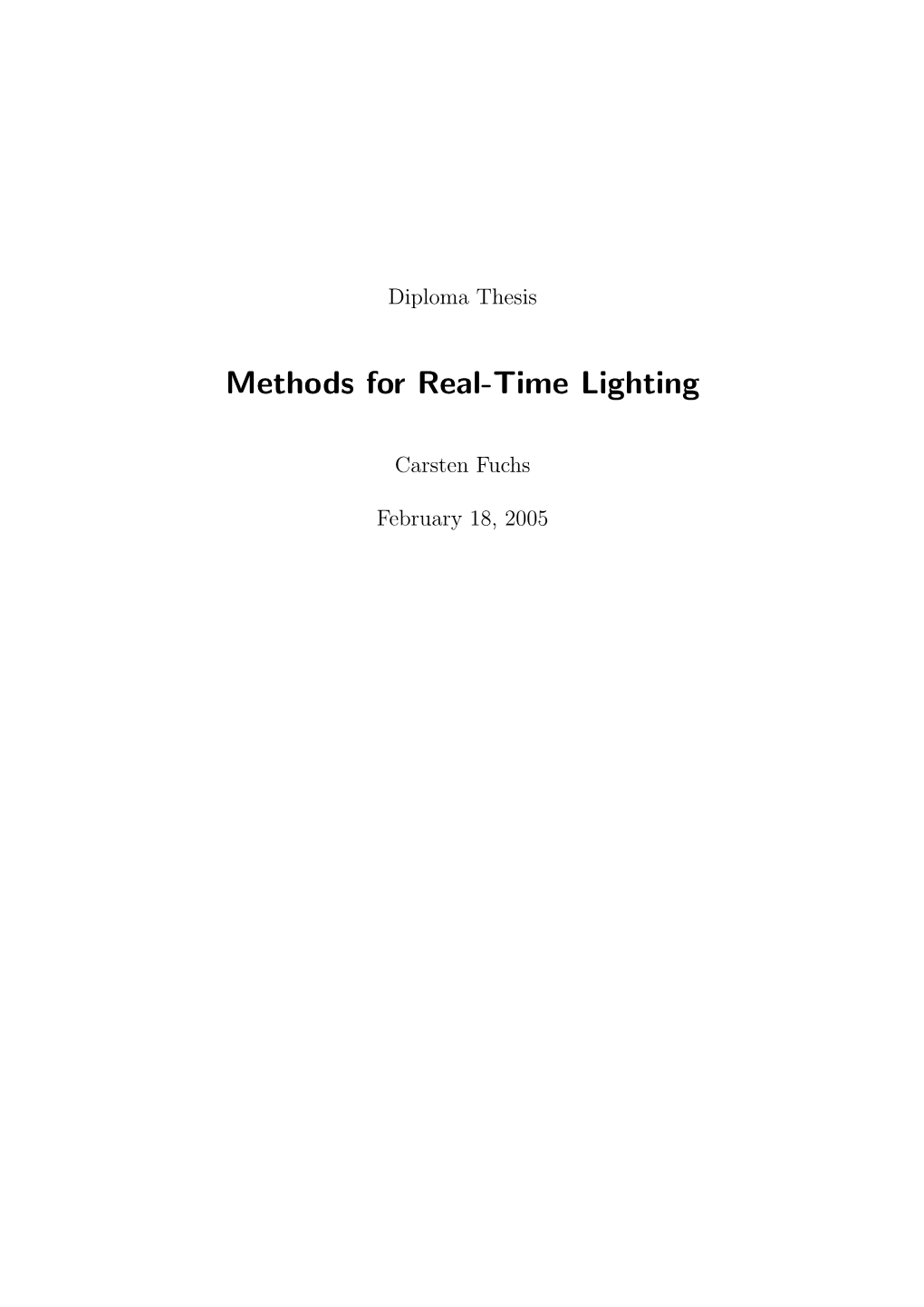 Methods for Real-Time Lighting