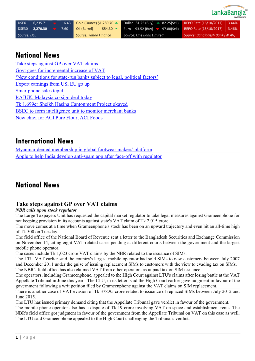 National News International News National News