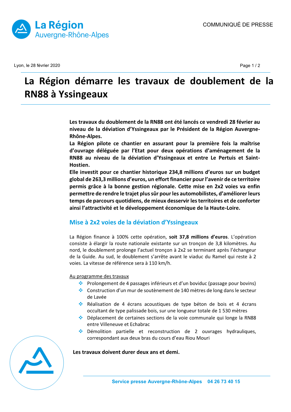 La Région Démarre Les Travaux De Doublement De La RN88 À Yssingeaux