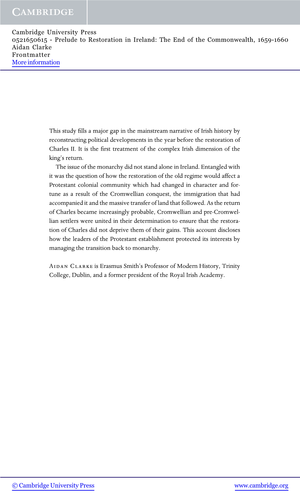 This Study Fills a Major Gap in the Mainstream Narrative of Irish History by Reconstructing Political Developments in the Year B