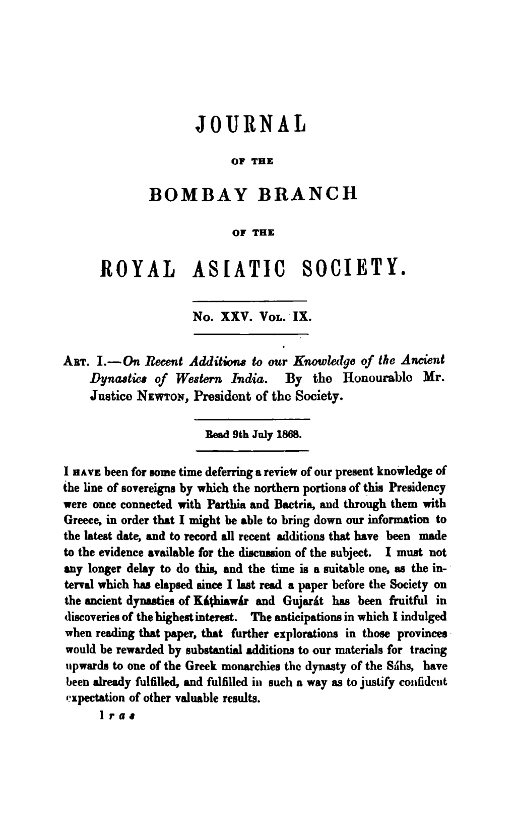 Journal Royal Ascatic Society