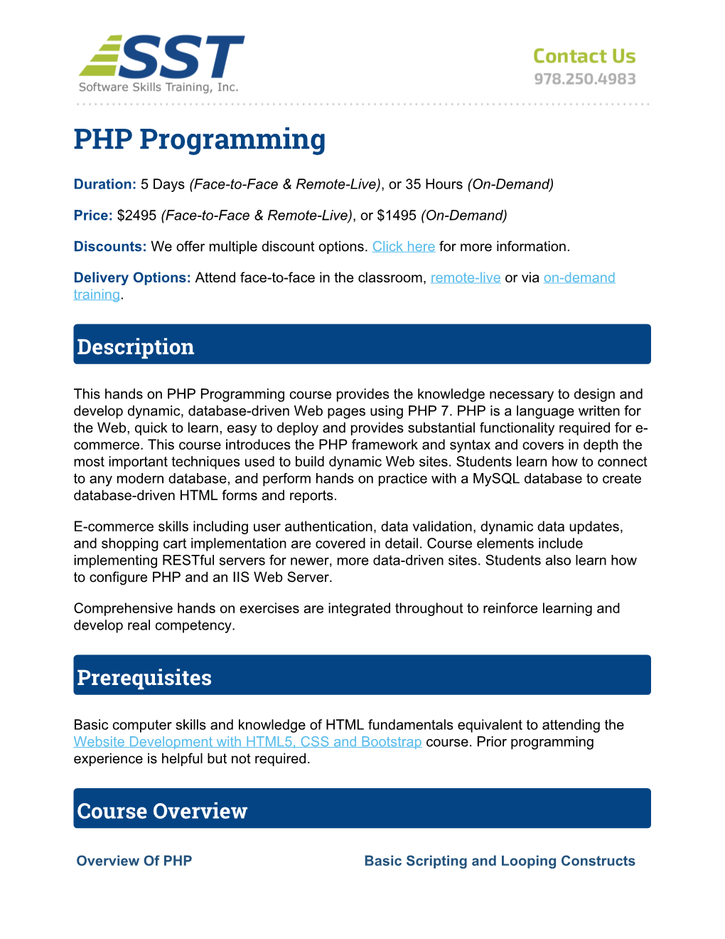 PHP Training, PHP Course, Learn