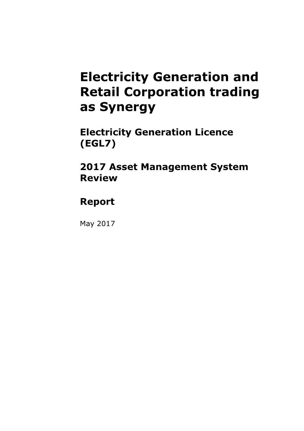 Electricity Generation and Retail Corporation Trading As Synergy