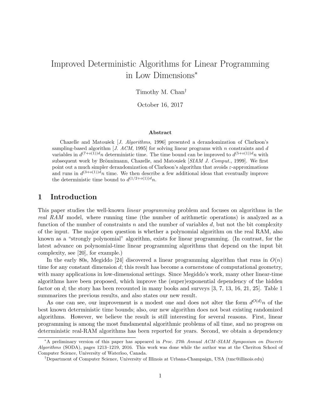 Improved Deterministic Algorithms for Linear Programming in Low Dimensions∗
