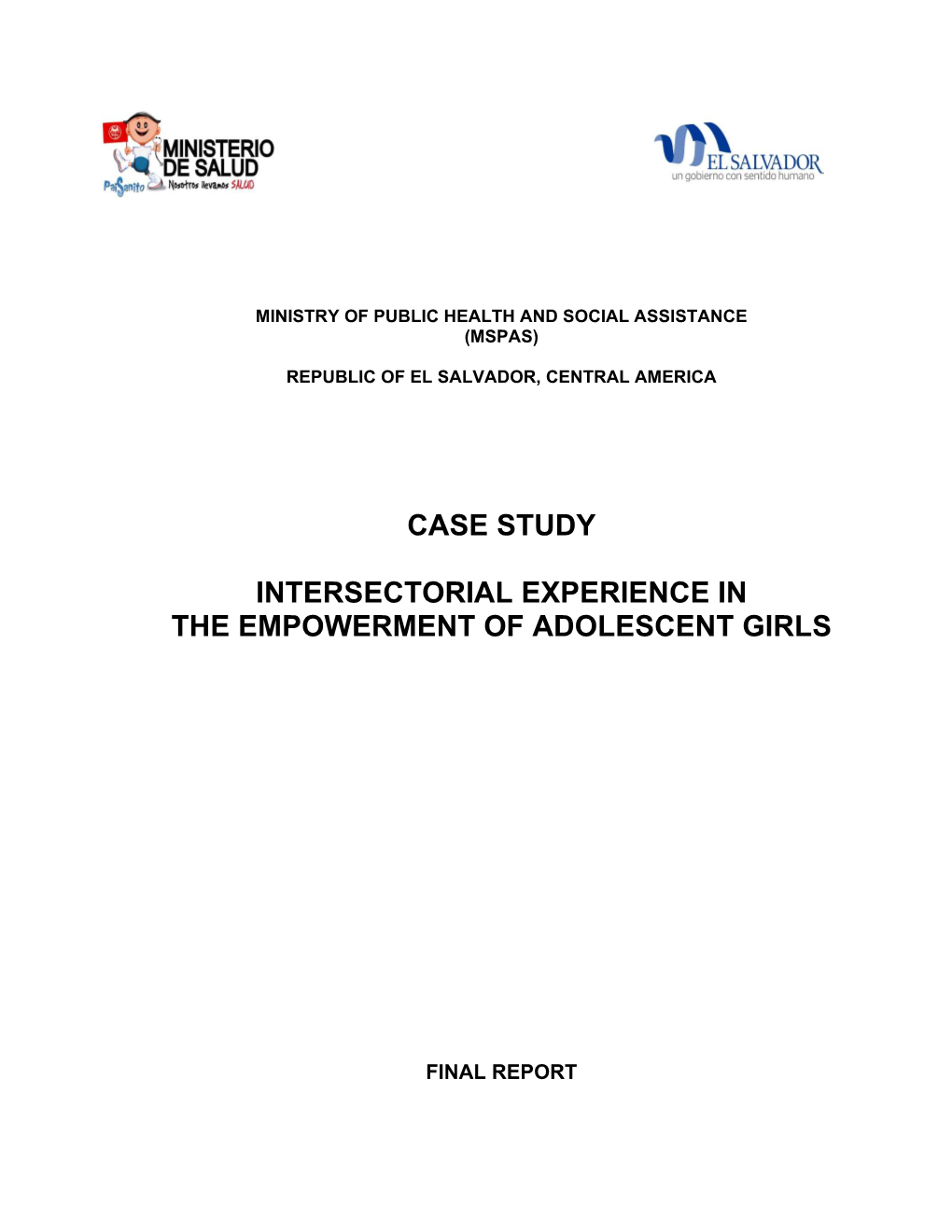 Case Study Intersectorial Experience in the Empowerment of Adolescent Girls