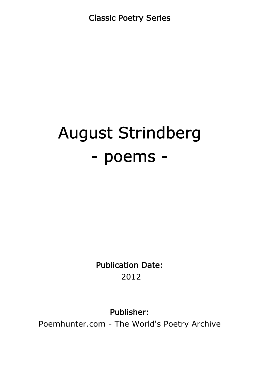 August Strindberg - Poems