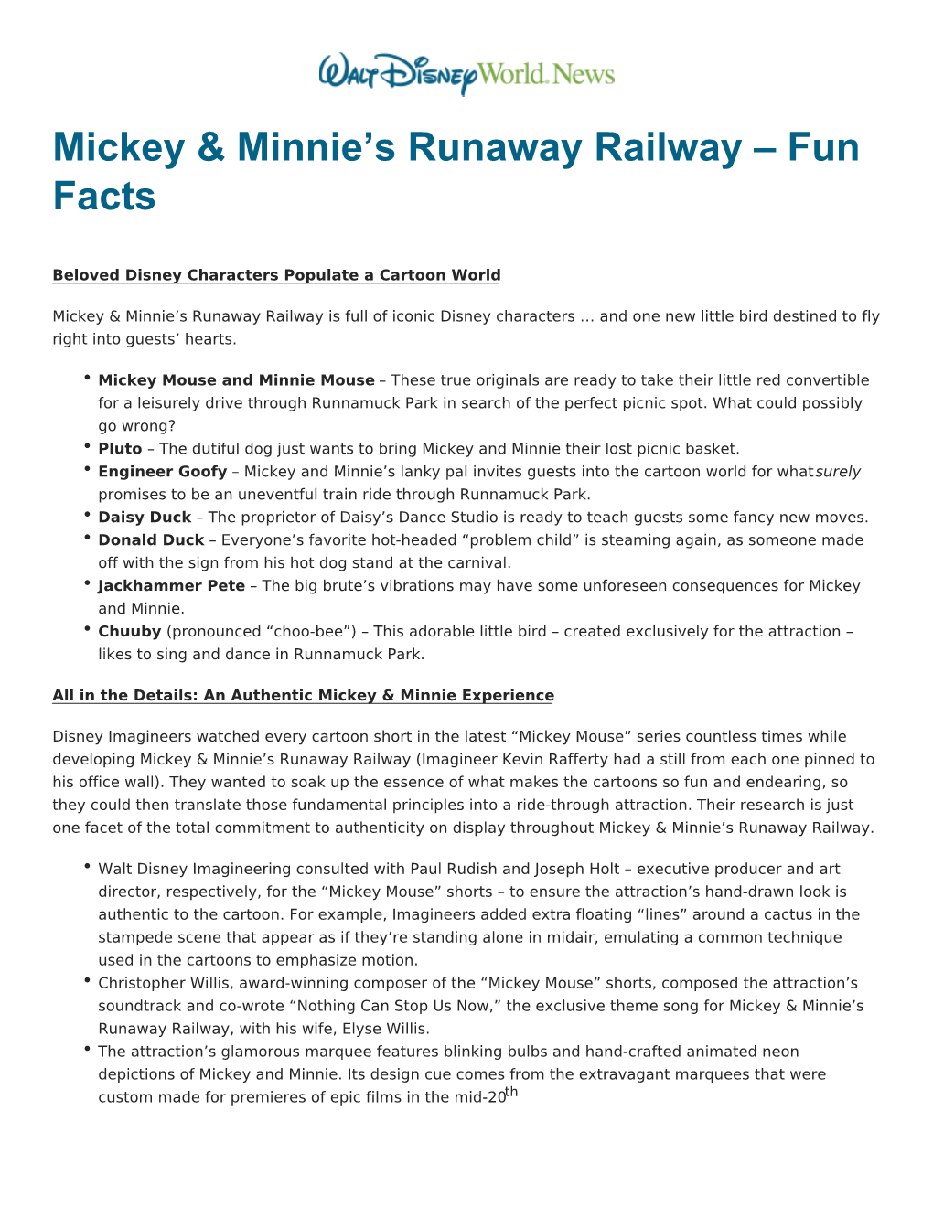 Mickey & Minnie's Runaway Railway – Fun Facts