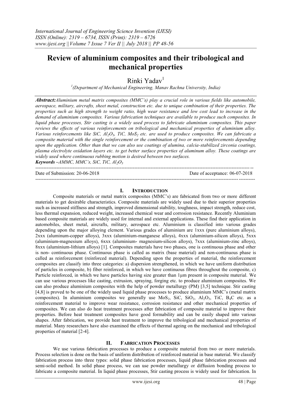 Review of Aluminium Composites and Their Tribological and Mechanical Properties