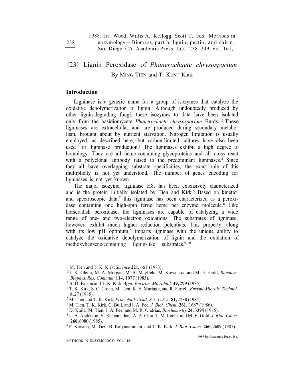 Lignin Peroxidase of Phanerochaete Chrysosporium