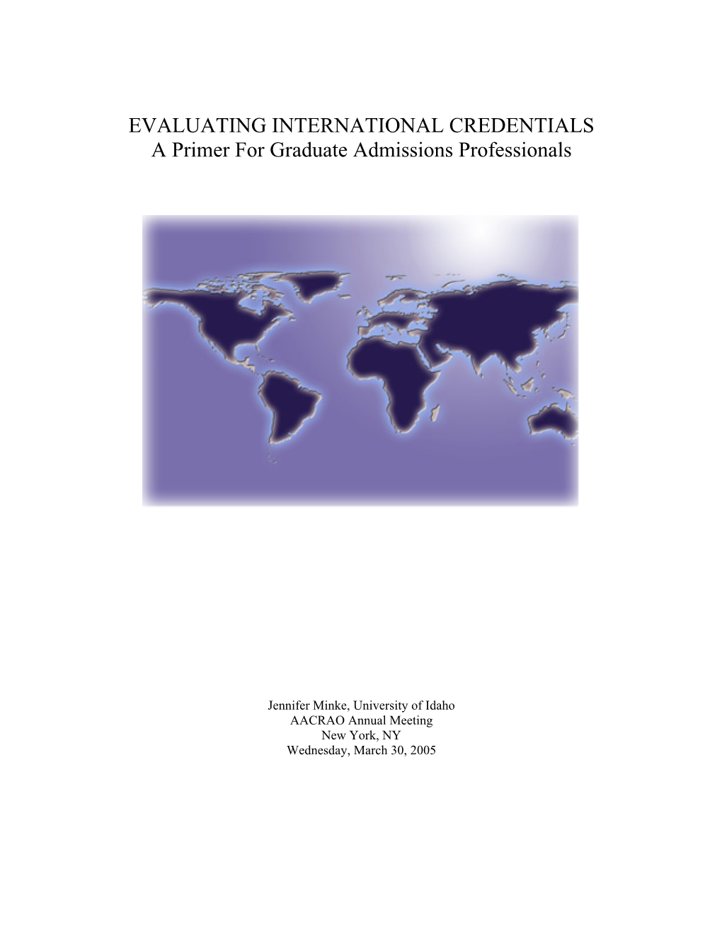 Evaluating Intl Credentials Primer