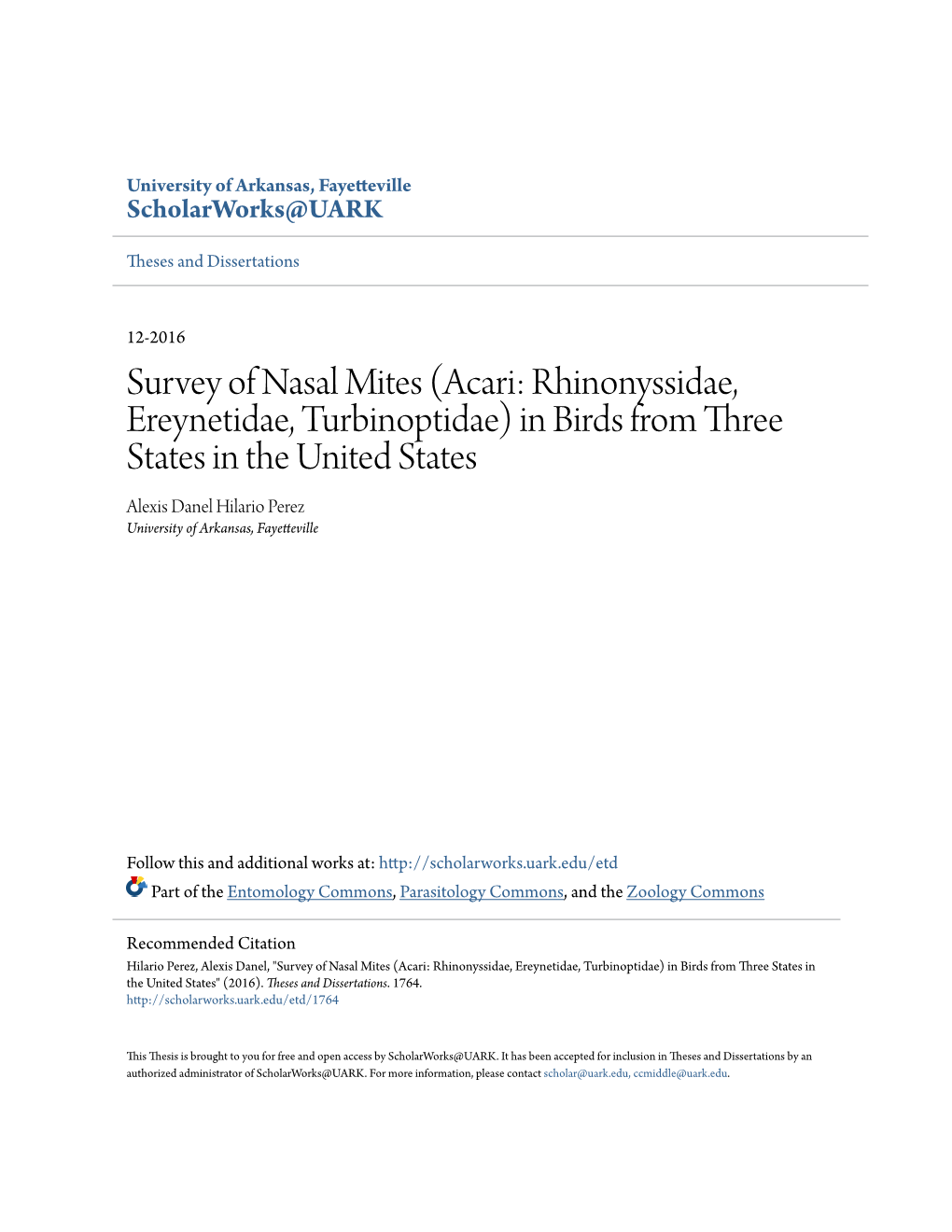 Survey of Nasal Mites