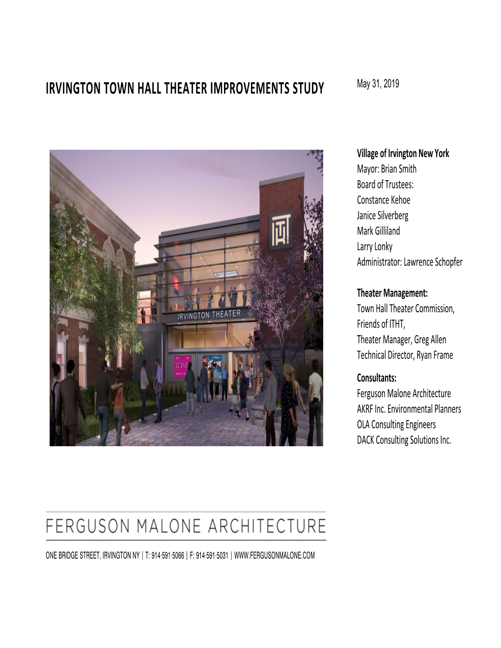 IRVINGTON TOWN HALL THEATER IMPROVEMENTS STUDY May 31, 2019