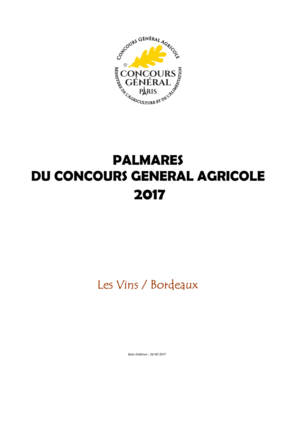 Palmarès Du Concours Général Agricole