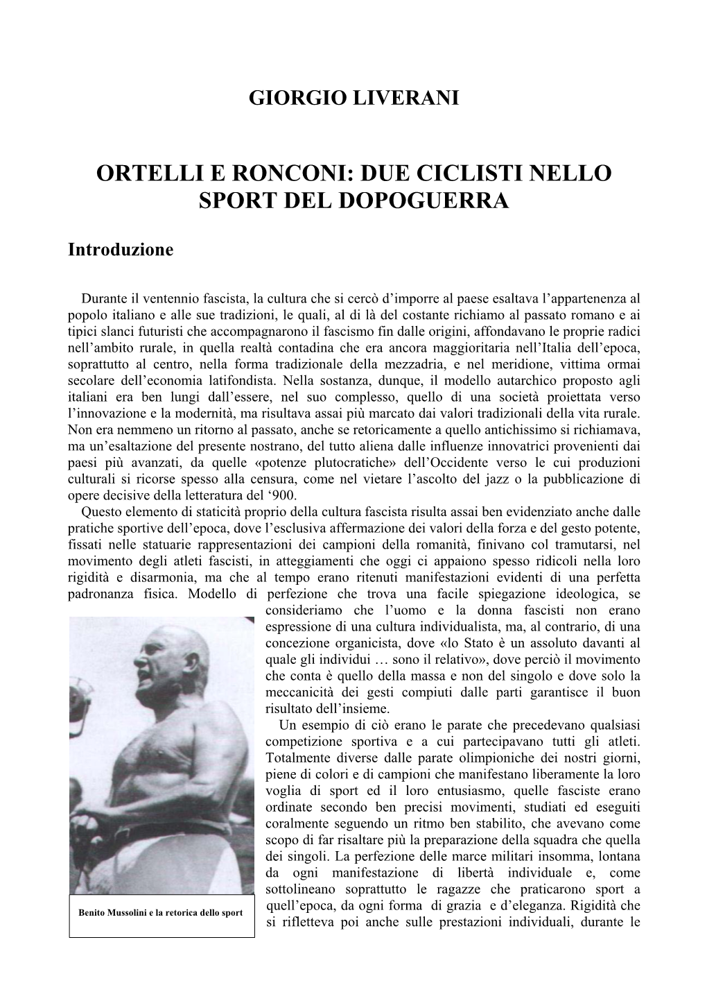 Ortelli E Ronconi: Due Ciclisti Nello Sport Del Dopoguerra
