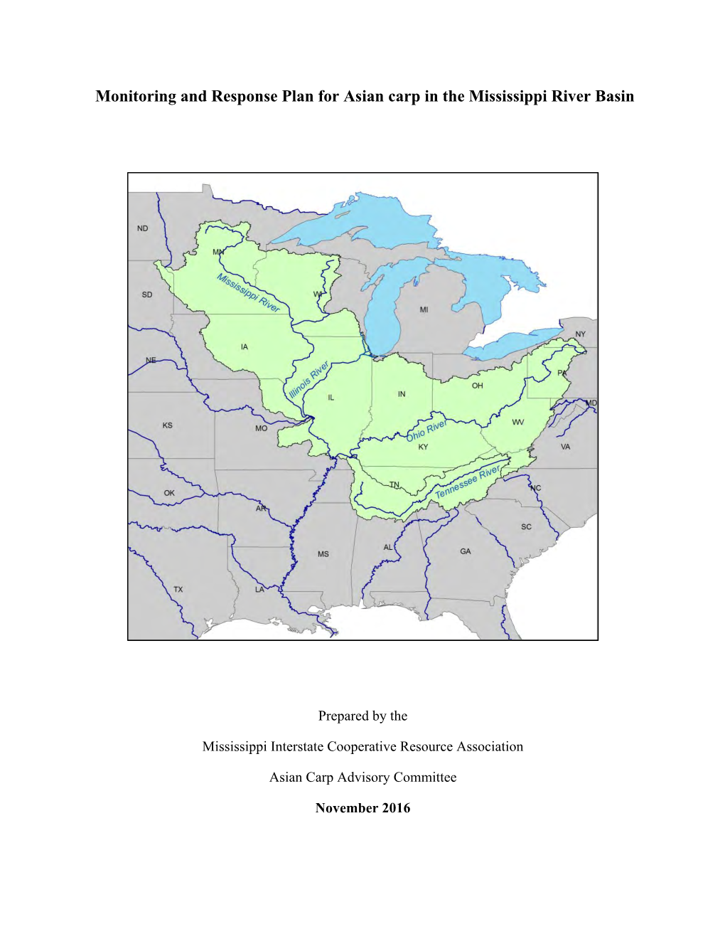 Monitoring and Response Plan for Asian Carp in the Mississippi River Basin