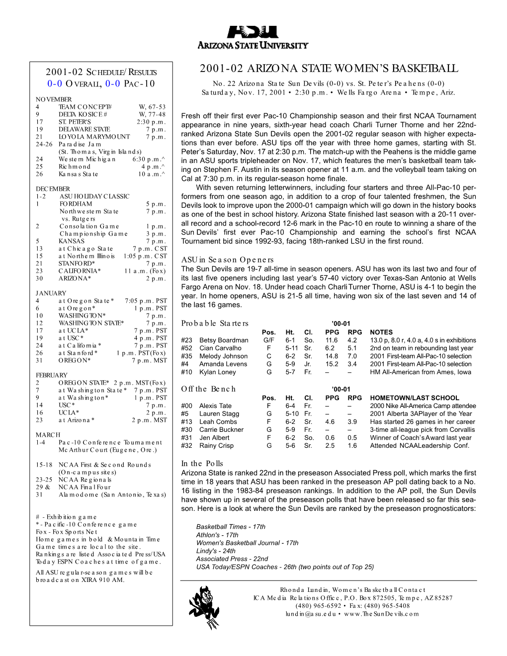 2001-02 Arizona State Women's Basketball