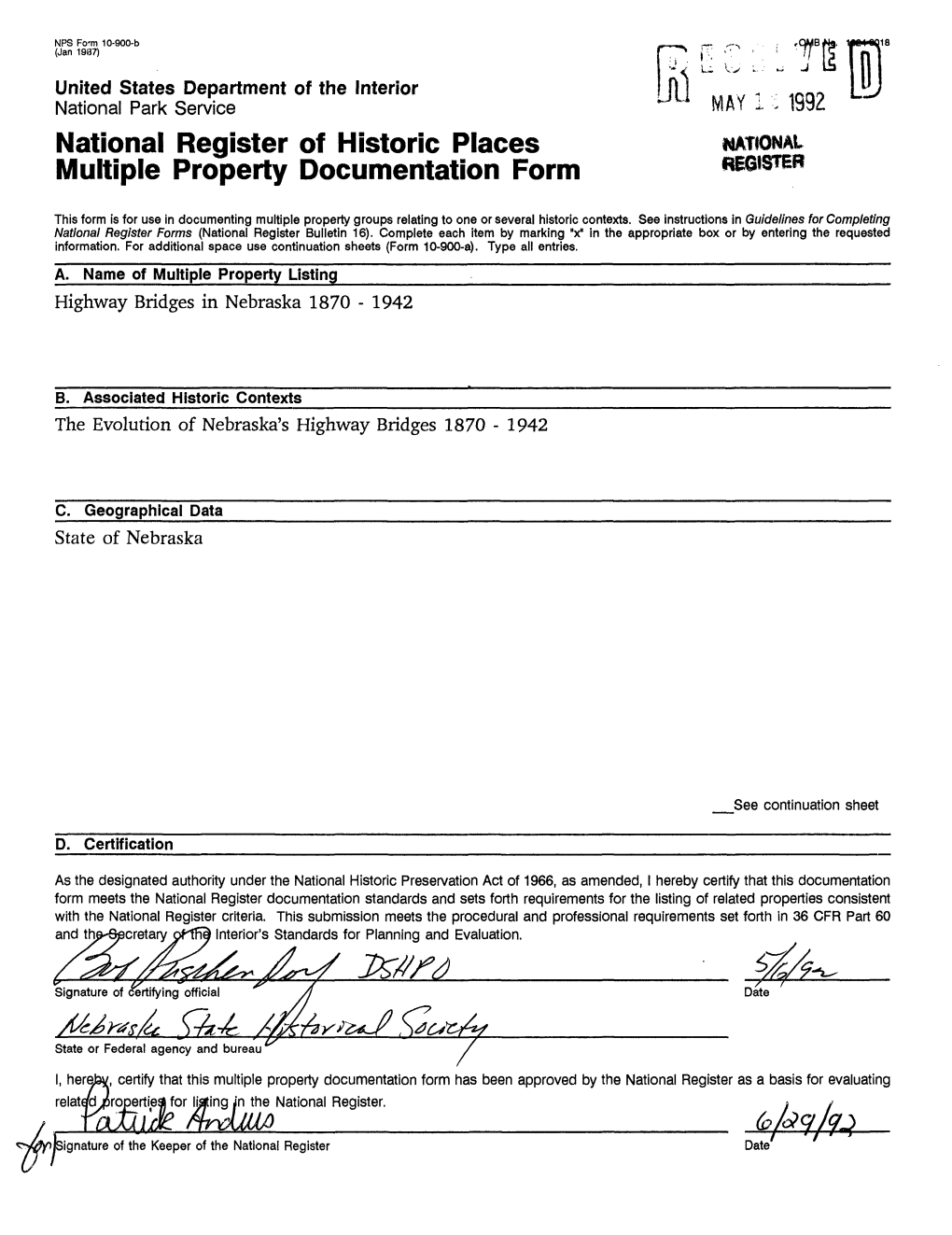 National Register of Historic Places Multiple Property Documentation Form