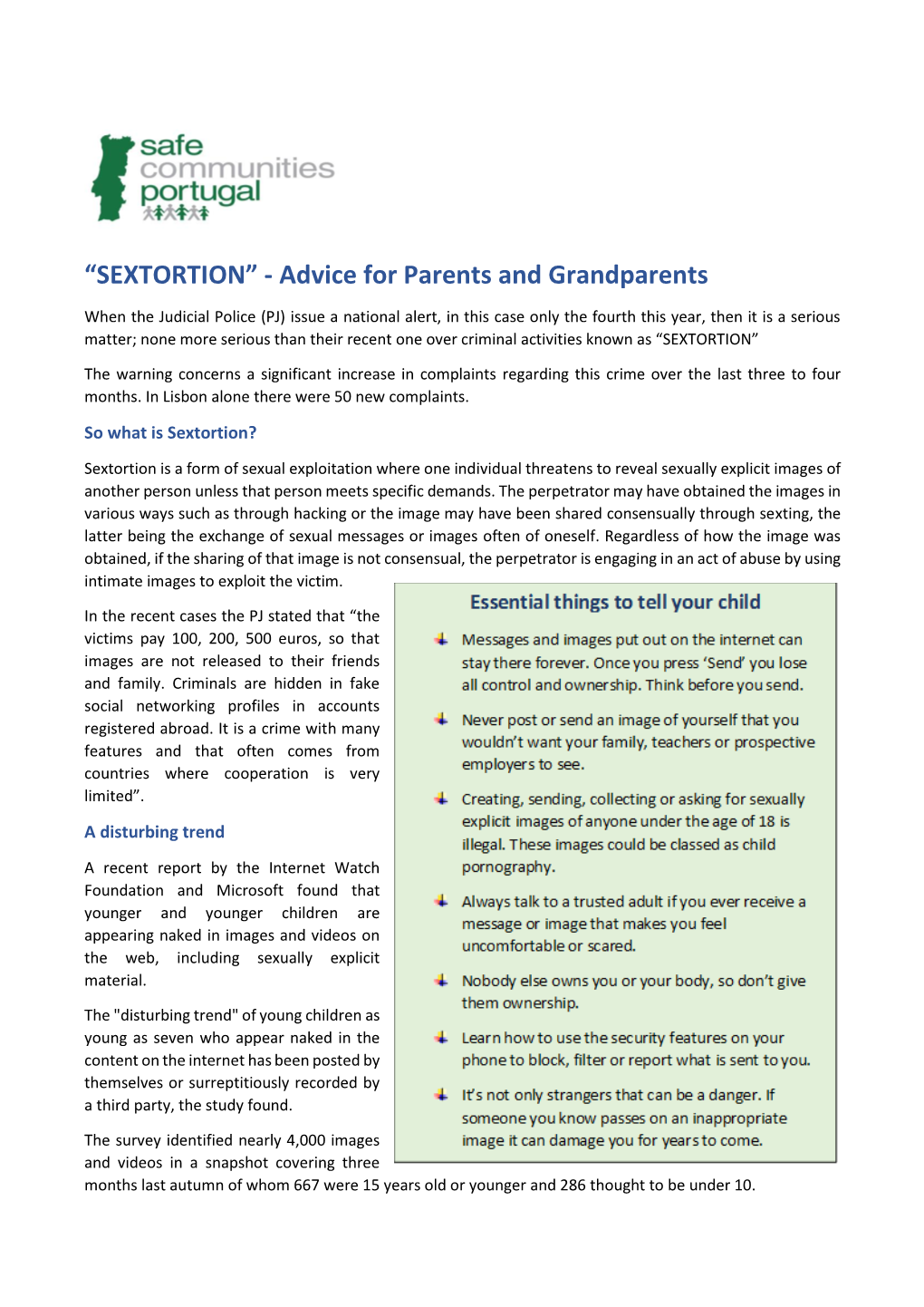 “SEXTORTION” - Advice for Parents and Grandparents