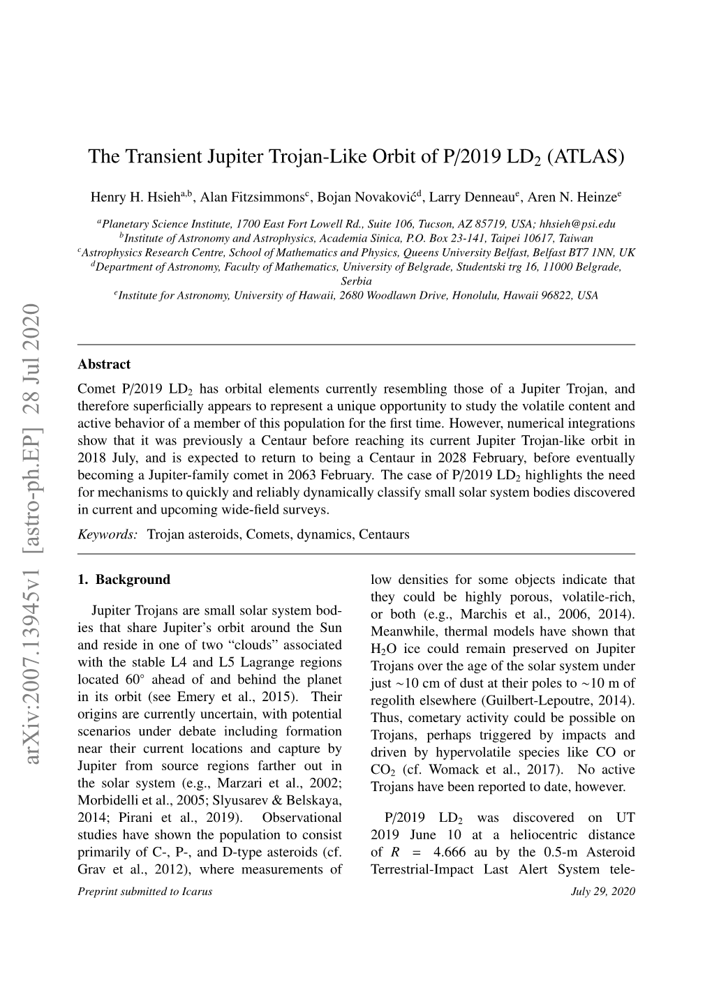 The Transient Jupiter Trojan-Like Orbit of P/2019 LD2 (ATLAS)