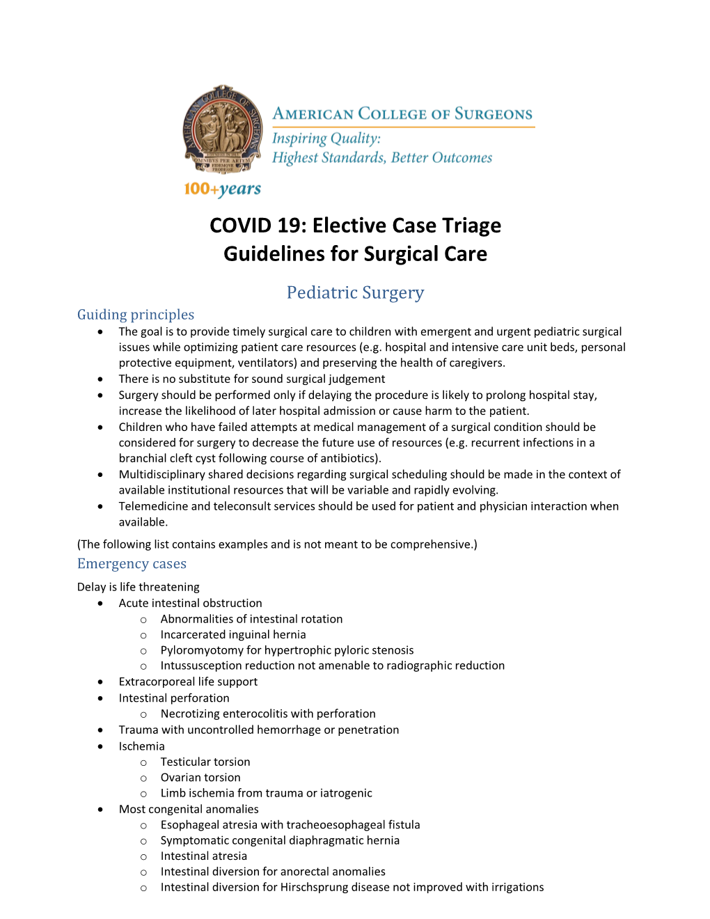 COVID-19: Guidance for Triage of Non-Emergent Surgical Procedures