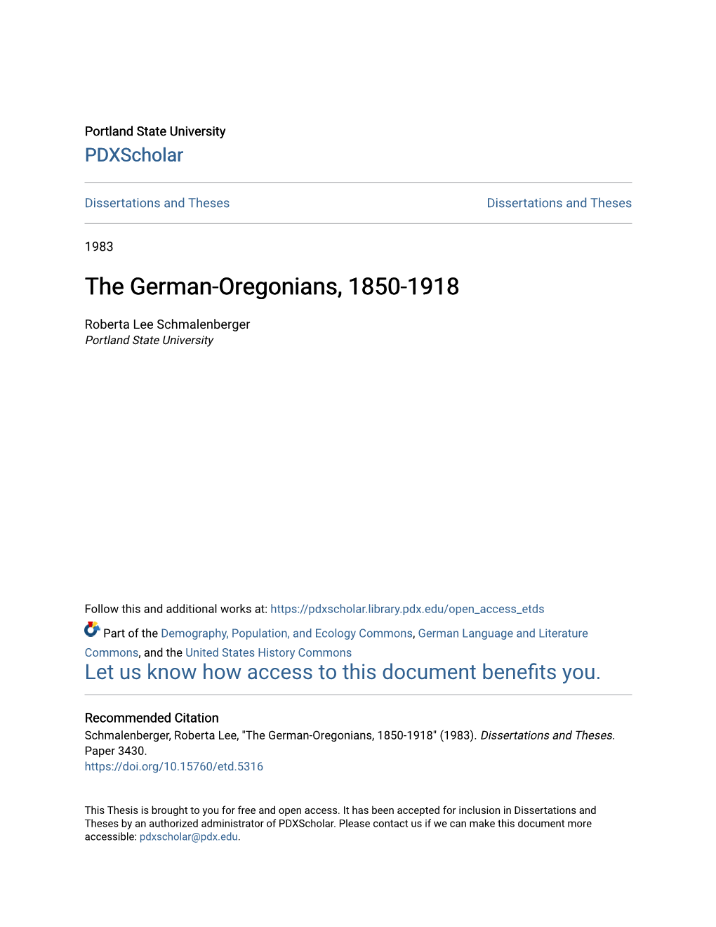 The German-Oregonians, 1850-1918