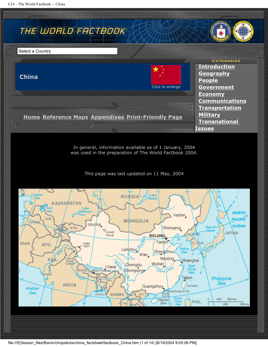 CIA - the World Factbook -- China