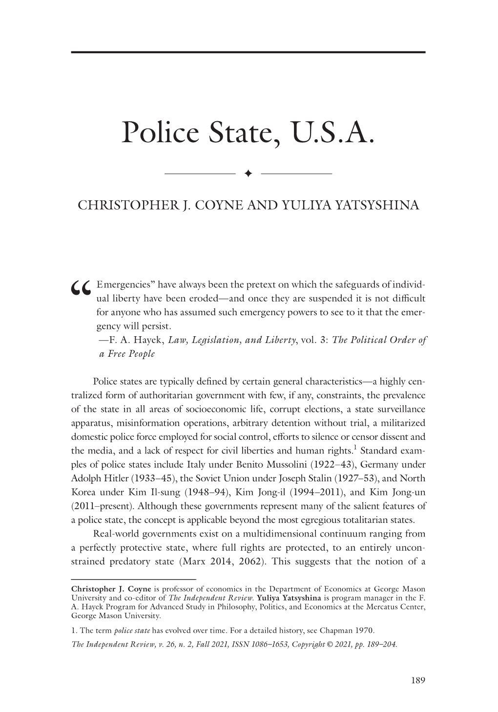 Police State, U.S.A