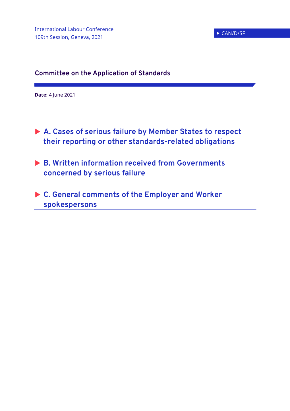 A. Cases of Serious Failure by Member States to Respect Their Reporting Or Other Standards-Related Obligations