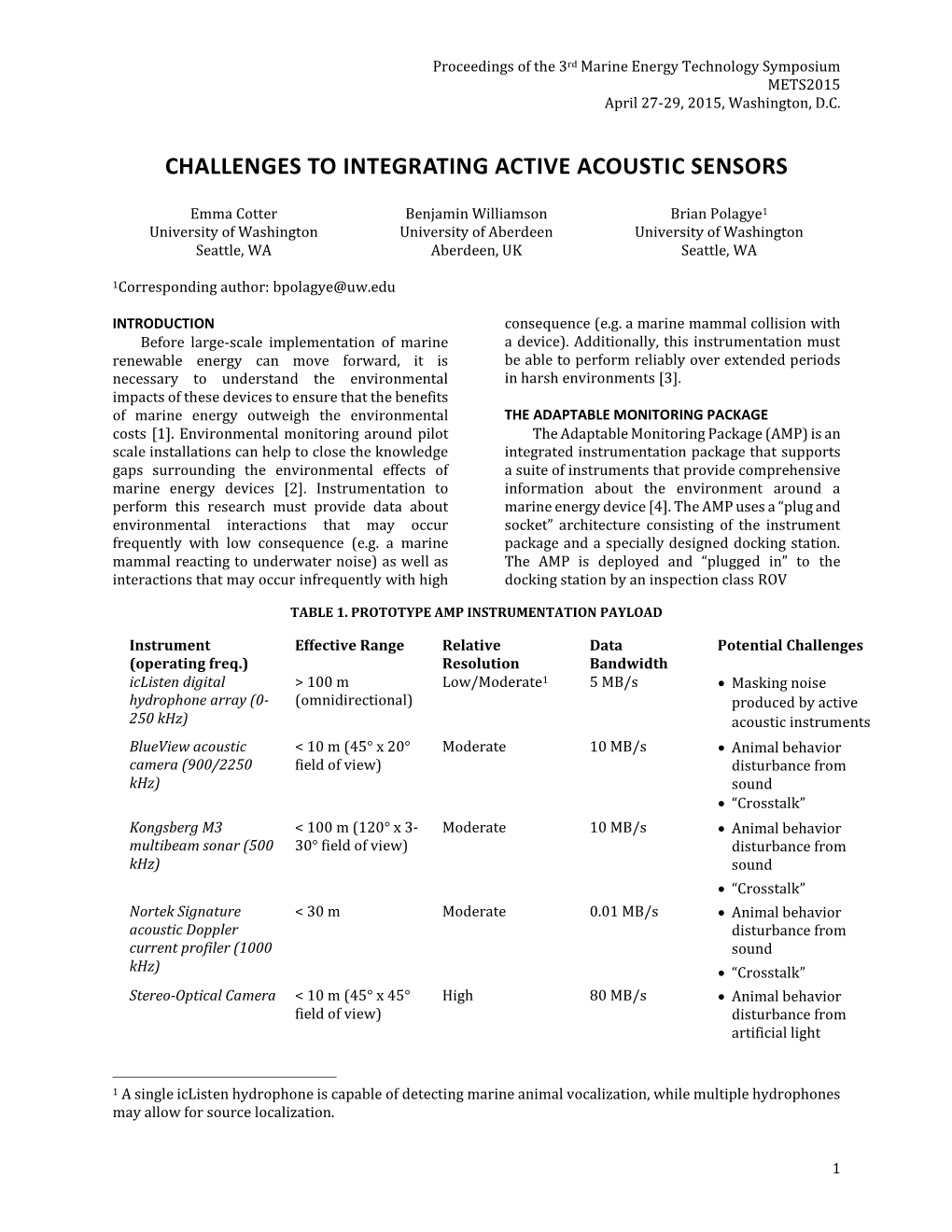 Challenges to Integrating Active Acoustic Sensors